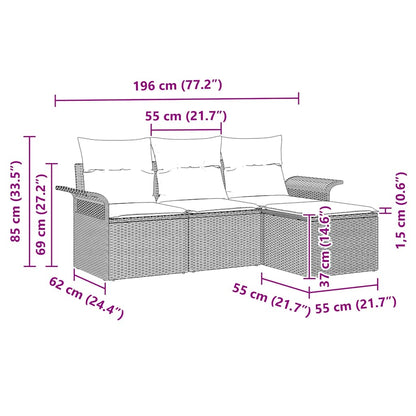 Bankstel Met Kussen 4 Pcs Poly Rattan