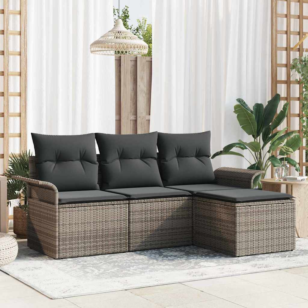 Bankstel Met Kussen 4 Pcs Poly Rattan