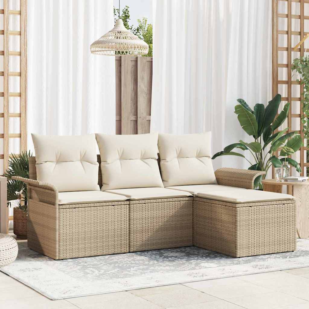 Bankstel Met Kussen 4 Pcs Poly Rattan