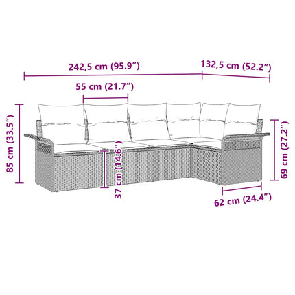 Tuin Sofa Set 5 St Poly Rattan