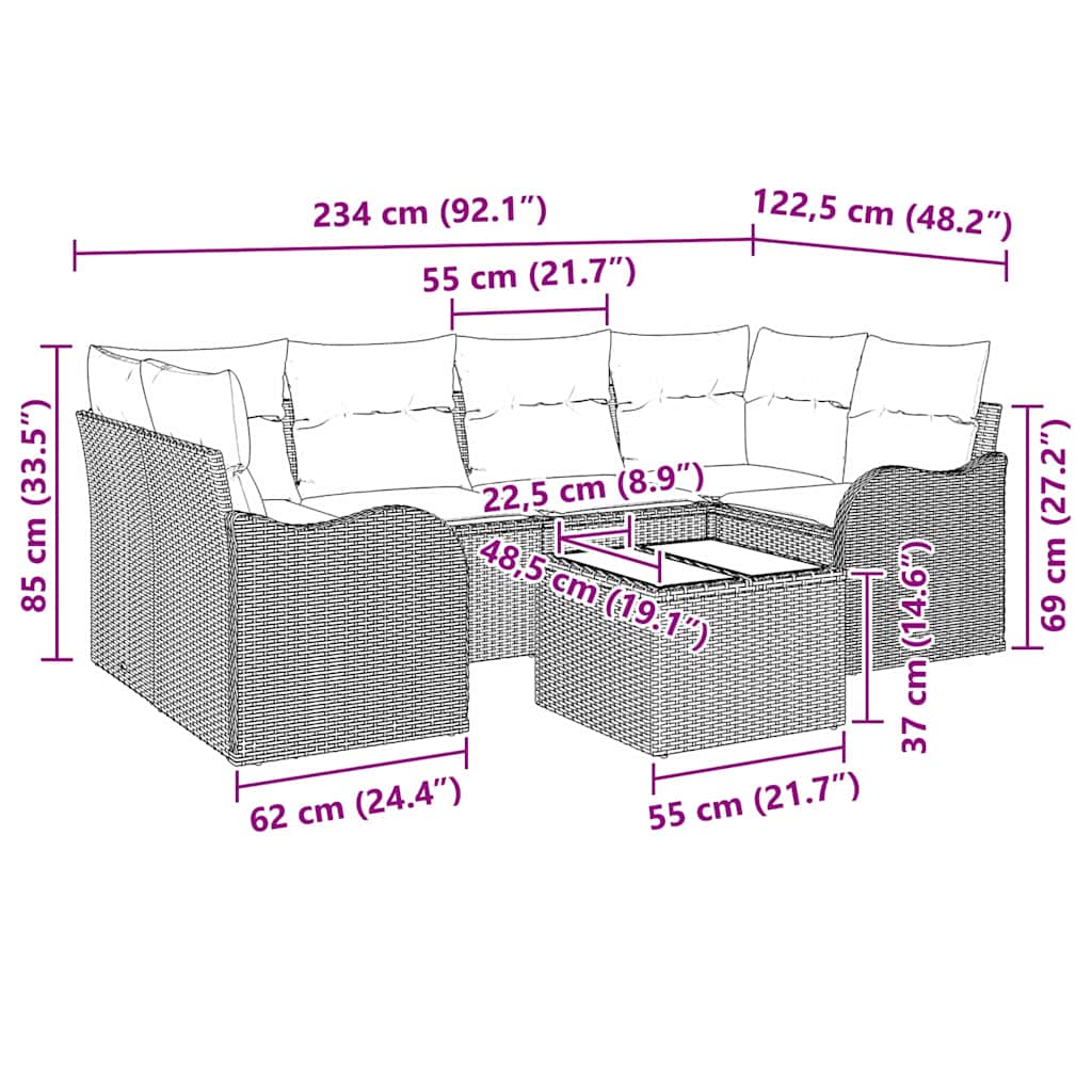 Tuin Sofa Set 55 X 55 X 37 Cm Poly Rattan
