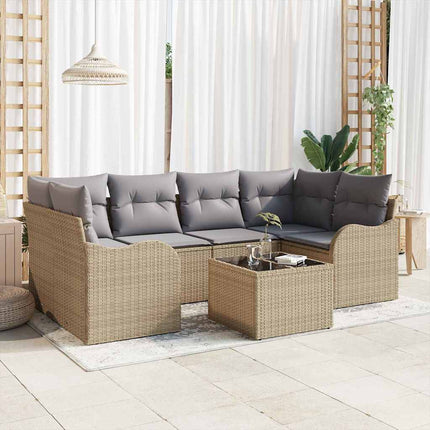 Tuin Sofa Set Beige 55 X 55 X 37 Cm Poly Rattan
