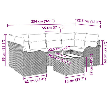 Tuin Sofa Set Beige 55 X 55 X 37 Cm Poly Rattan