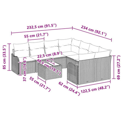 Tuin Sofa Set Met Kussen Met Opslag 9 Pcs Poly Rattan