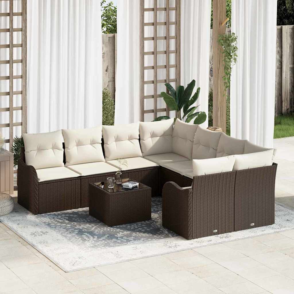 Tuin Sofa Set Met Kussen Met Opslag 9 Pcs Poly Rattan