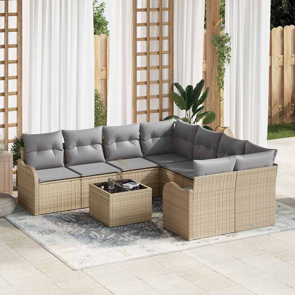 Tuin Sofa Set Met Kussen Met Opslag 9 Pcs Poly Rattan