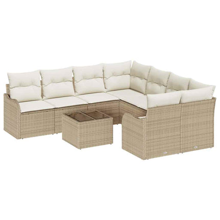 Tuin Sofa Set Met Kussen Met Opslag 9 Pcs Beige Poly Rattan