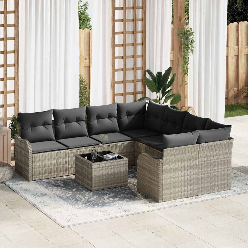 Tuin Sofa Set Met Kussen Met Opslag 9 Pcs Poly Rattan