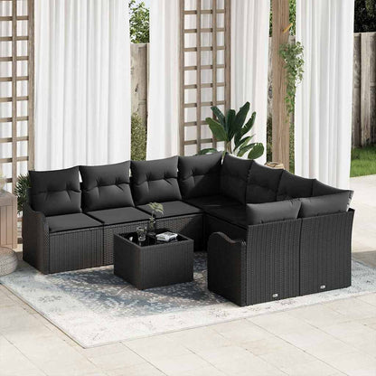 Tuin Sofa Set Met Kussen Met Opslag 9 Pcs Poly Rattan
