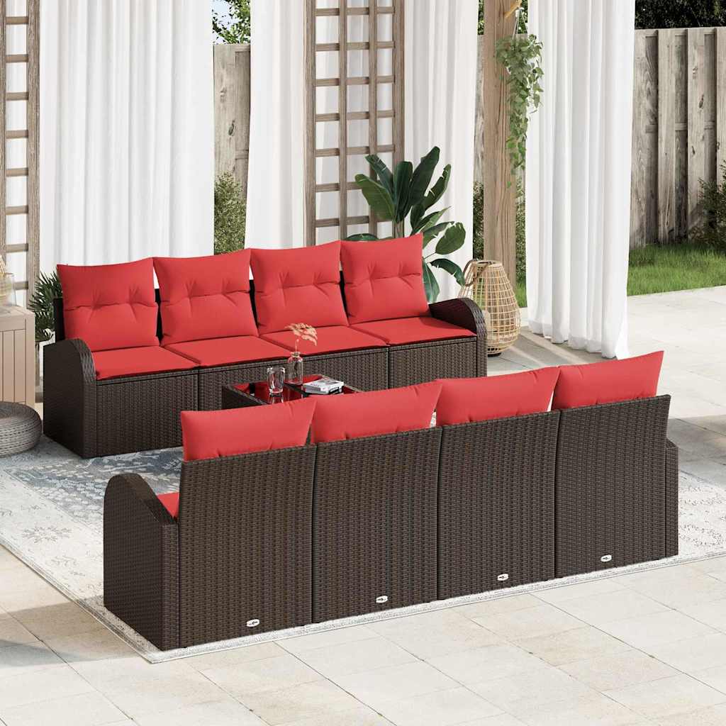 Bankstel 9 Pcs En Rood Polyester