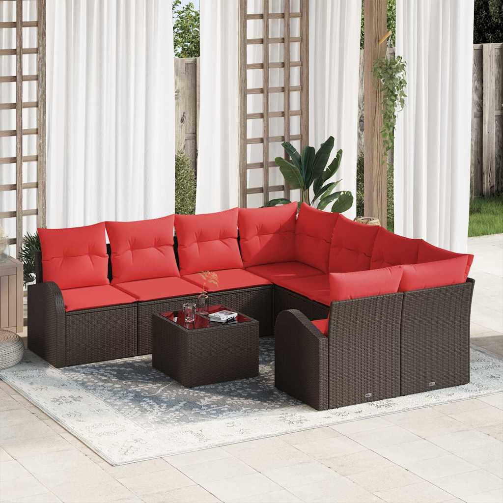 Bankstel 9 Pcs En Rood Polyester