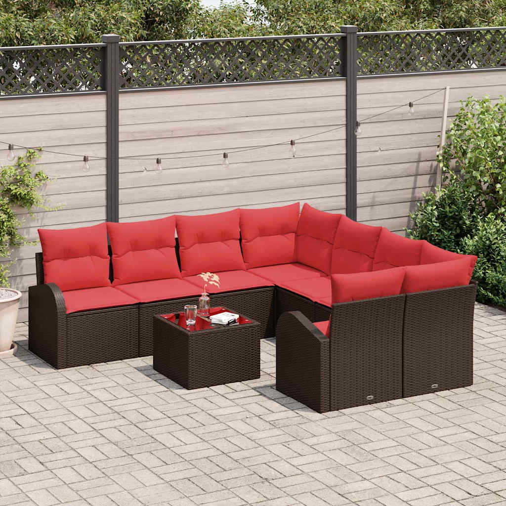 Bankstel 9 Pcs En Rood Polyester