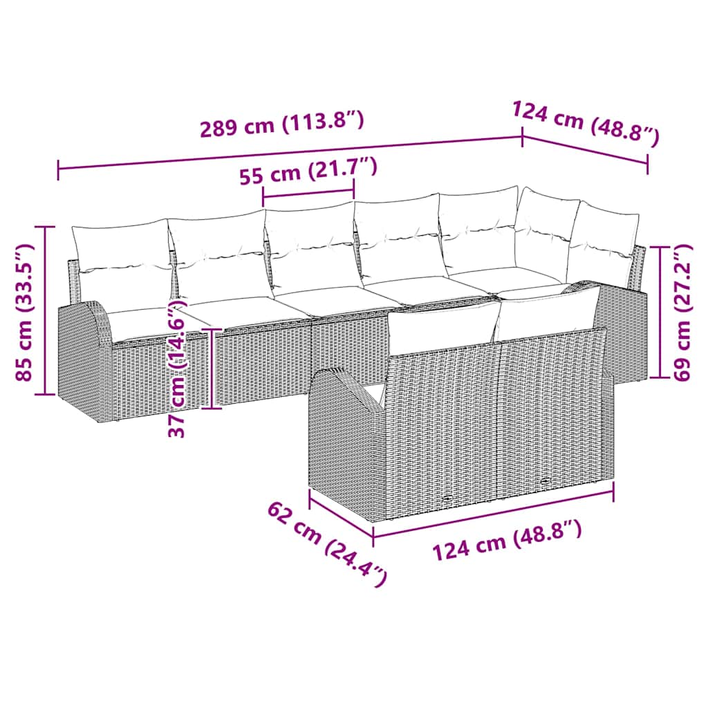Tuin Sofa Set 8 Pcs Poly Rattan