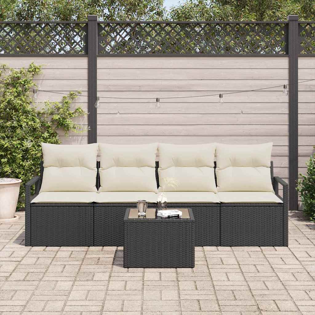 Bankstel 5 Pcs Poly Rattan
