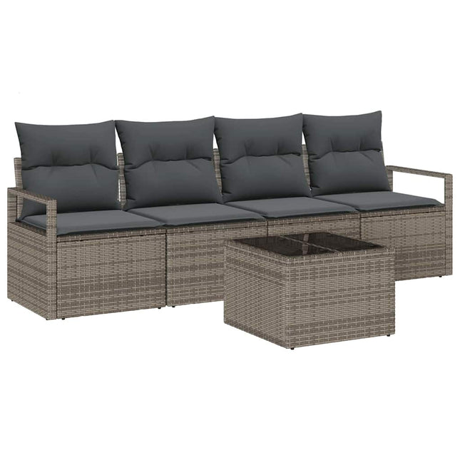 Bankstel Met Kussen 5 Pcs Poly Rattan