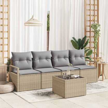 Bankstel 5 Pcs Poly Rattan