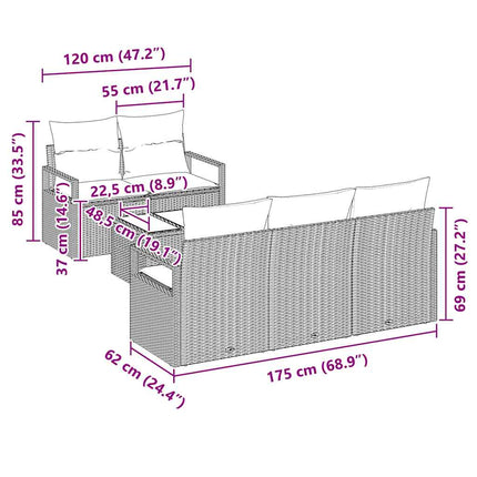 Bankstel 6 St 5-Aantal Zitplaatsen Poly Rattan