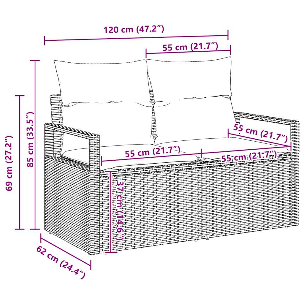 Bankstel Met Kussen 6 Pcs Poly Rattan