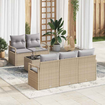 Bankstel 6 St 5-Aantal Zitplaatsen Poly Rattan