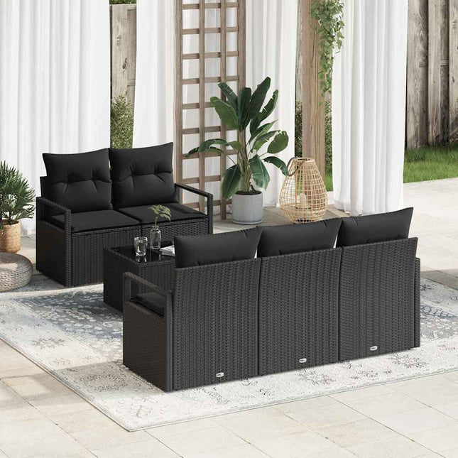Bankstel 6 St 5-Aantal Zitplaatsen Poly Rattan