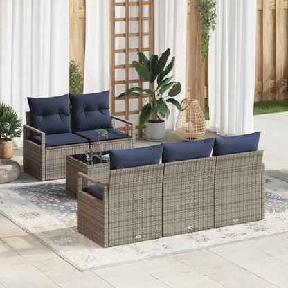 Bankstel 6 Pcs En Rood Poly Rattan