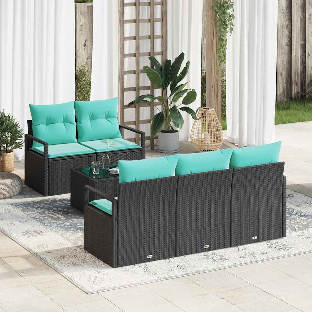 Bankstel 6 Pcs En Rood Poly Rattan