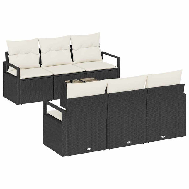 Bankstel 7 St 6-Aantal Zitplaatsen Poly Rattan