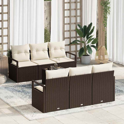 Bankstel 7 St 6-Aantal Zitplaatsen Poly Rattan
