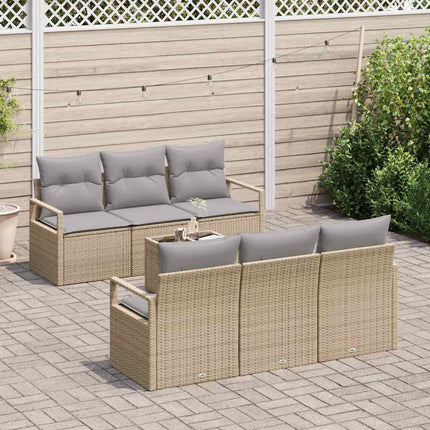 Bankstel 7 St 6-Aantal Zitplaatsen Poly Rattan