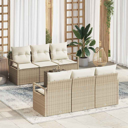Bankstel 7 St 6-Aantal Zitplaatsen Poly Rattan