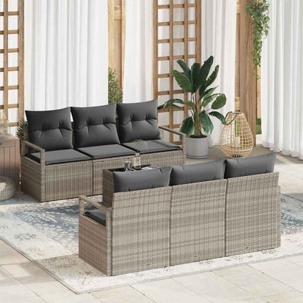 Bankstel 7 St 6-Aantal Zitplaatsen Poly Rattan