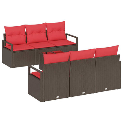 Bankstel Met Kussen 7 Pcs En Rood Poly Rattan