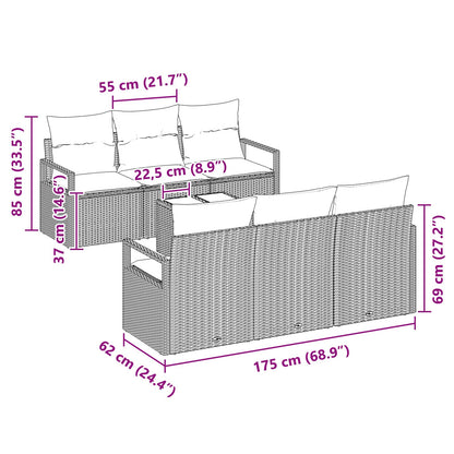 Bankstel Met Kussen 7 Pcs En Rood Poly Rattan