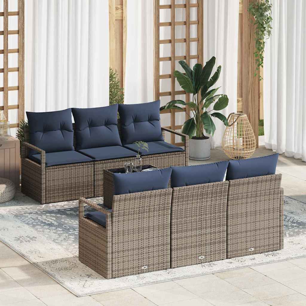 Bankstel Met Kussen 7 Pcs En Rood Poly Rattan