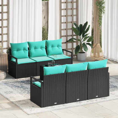 Bankstel Met Kussen 7 Pcs En Rood Poly Rattan
