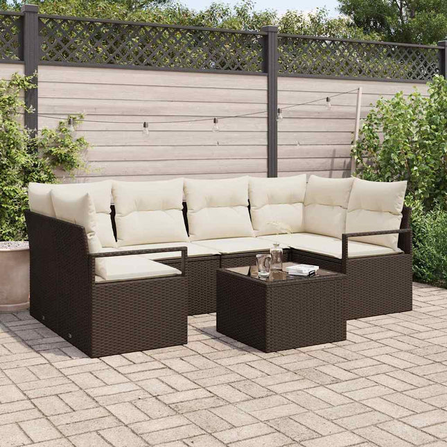 Bankstel Met Kussen 7 Pcs Poly Rattan