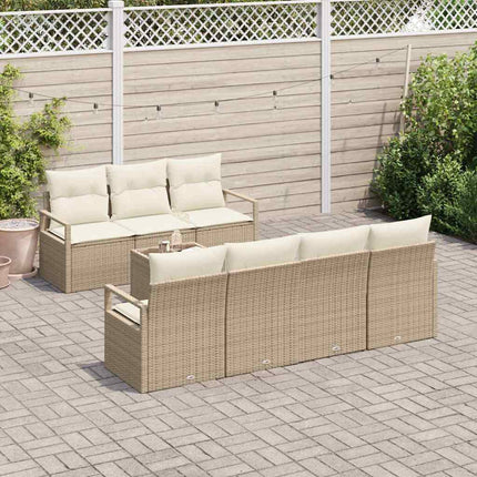 Bankstel Met Kussen 8 Pcs Beige En Crème Poly Rattan