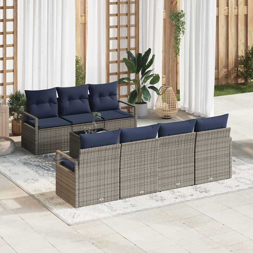 Bankstel Met Kussen 8 Pcs En Rood Poly Rattan