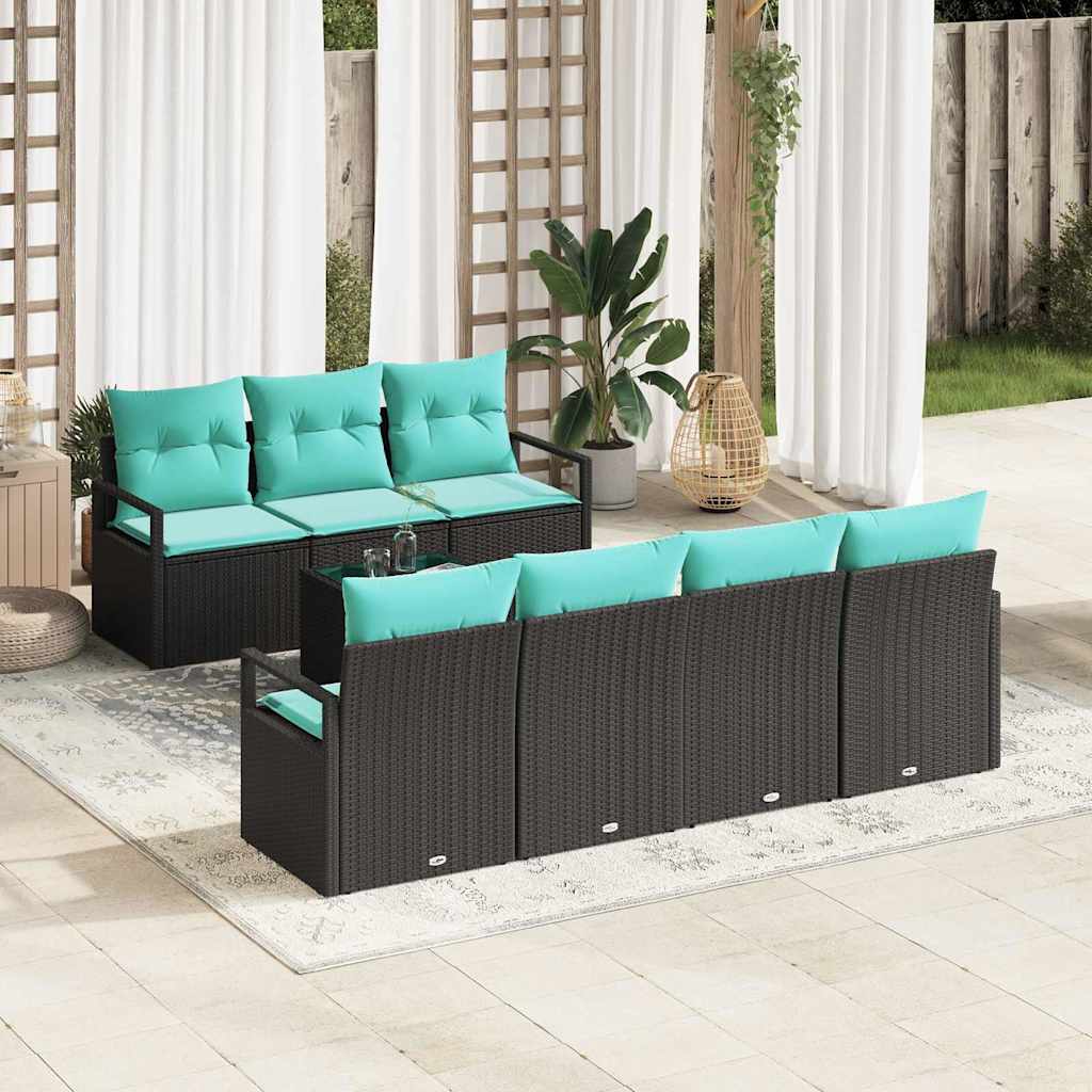 Bankstel Met Kussen 8 Pcs En Rood Poly Rattan