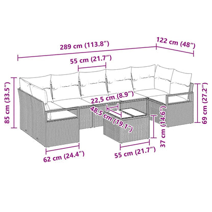 Bankstel 8 Pcs Poly Rattan