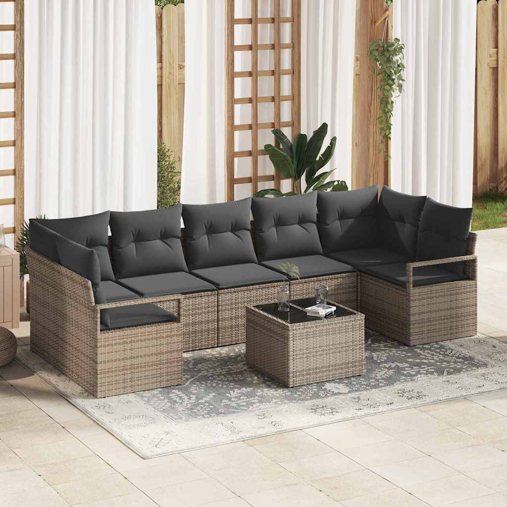 Bankstel 8 Pcs Poly Rattan