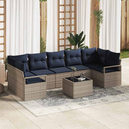Bankstel 8 Pcs En Rood Poly Rattan