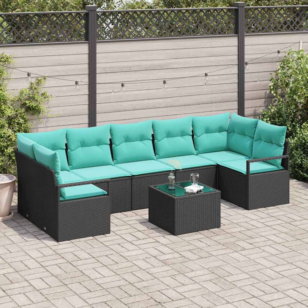 Bankstel 8 Pcs En Rood Poly Rattan
