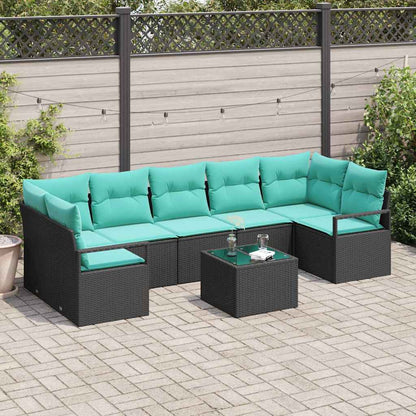 Bankstel 8 Pcs En Rood Poly Rattan