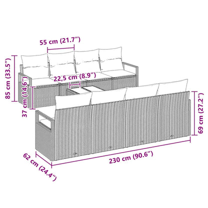 Bankstel Met Kussen 7 Pcs Poly Rattan