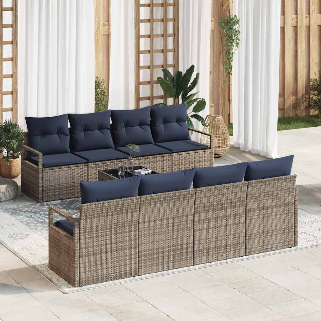 Bankstel Met Kussen 7 Pcs En Rood Poly Rattan
