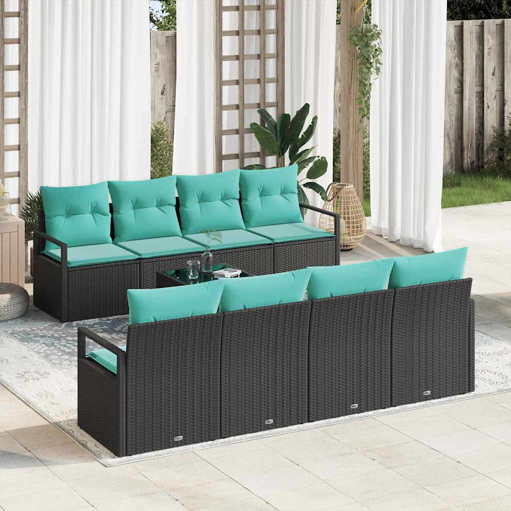 Bankstel Met Kussen 7 Pcs En Rood Poly Rattan
