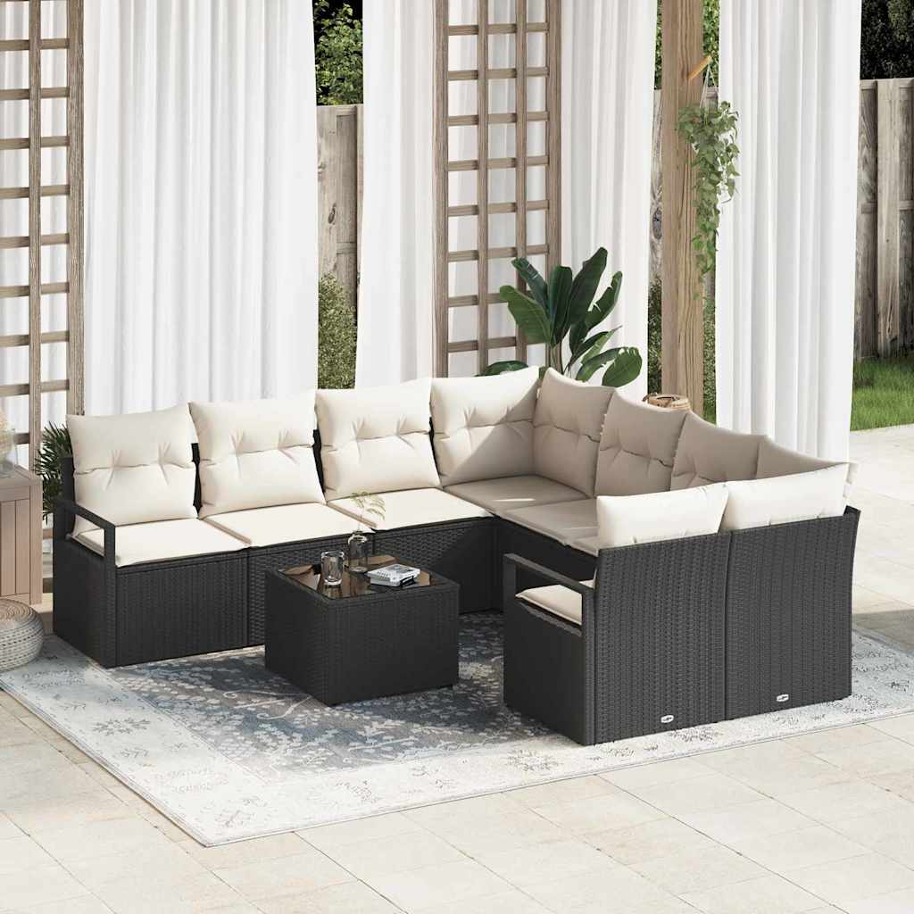 Bankstel Met Kussen 9 Pcs Poly Rattan