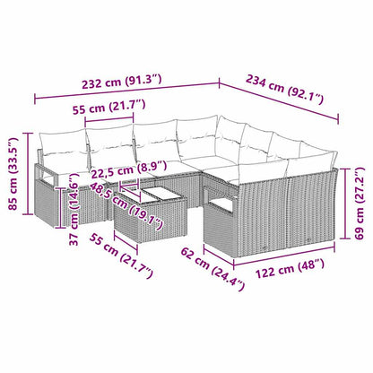 Bankstel Met Kussen 9 Pcs Poly Rattan