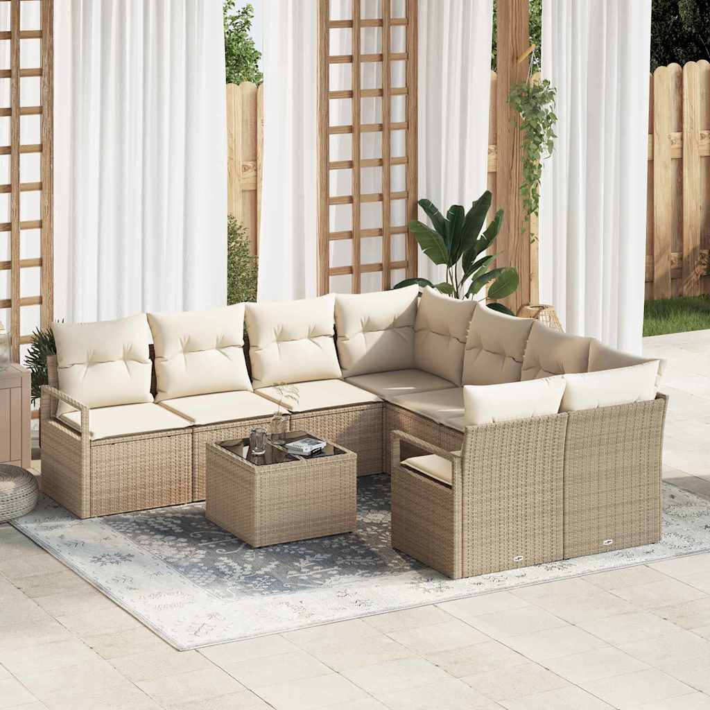 Bankstel Met Kussen 9 Pcs Poly Rattan